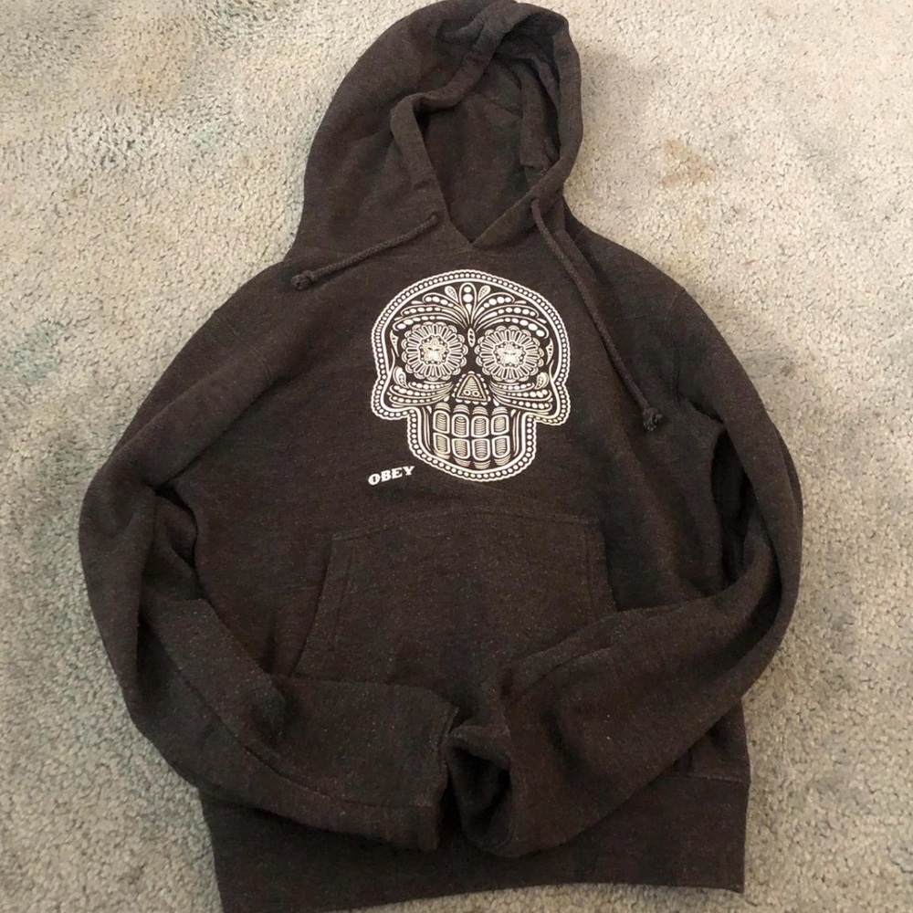 Obey Charcoal Skull Graphic Hoodie